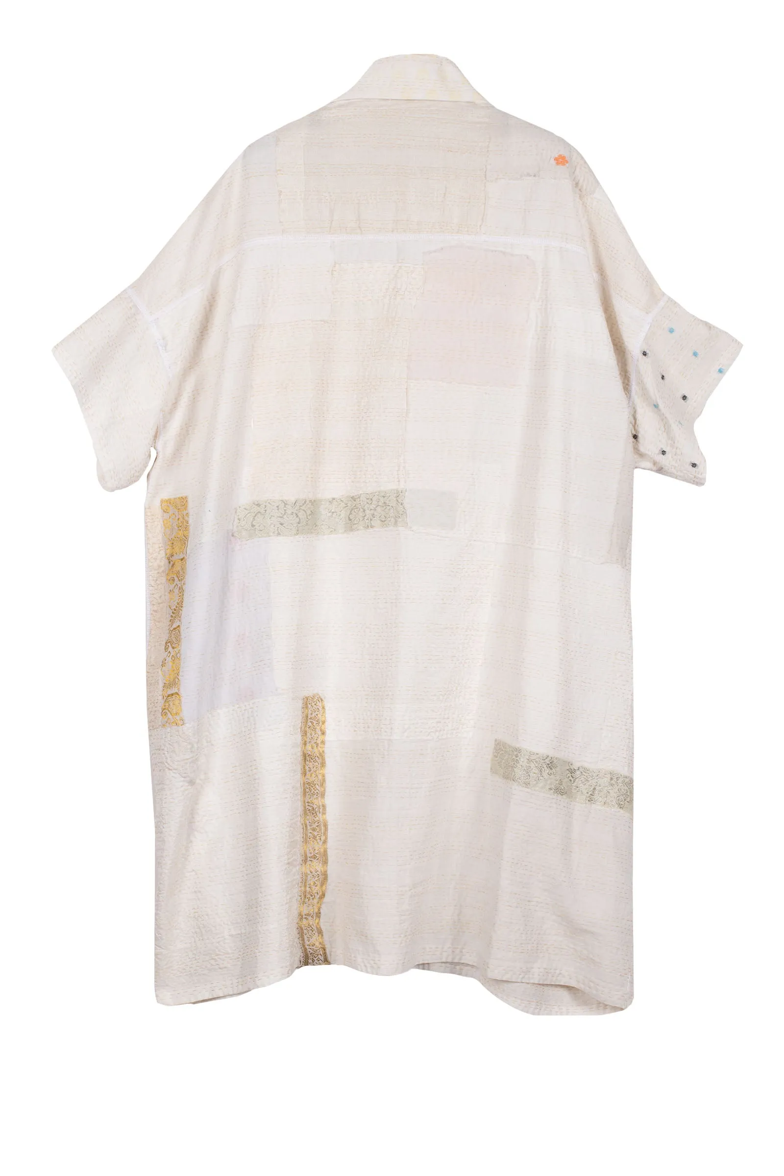 FRAYED PATCH KANTHA WIDE SHIRT DRESS - fi2448-ivy -