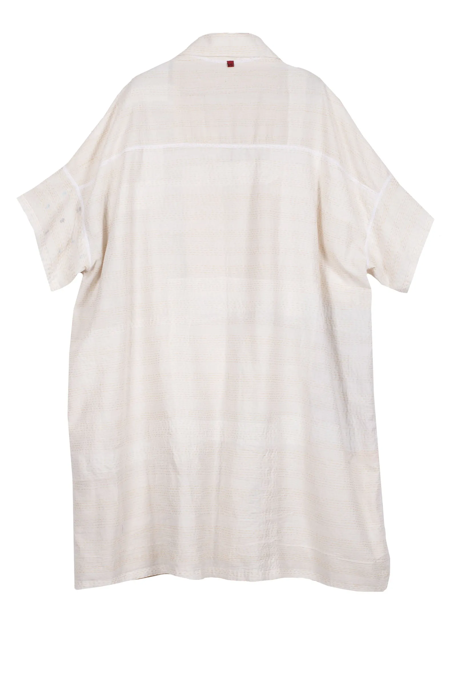 FRAYED PATCH KANTHA WIDE SHIRT DRESS - fi2448-ivy -