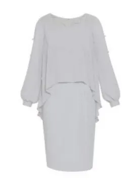 Gina Bacconi S Anushka Chiffon Cape Dress Silver SSS1162