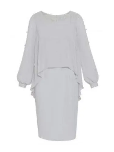 Gina Bacconi S Anushka Chiffon Cape Dress Silver SSS1162