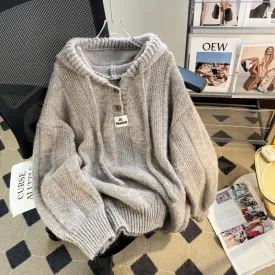 Girlary comfy school outfits Hooded Sweater Women's Autumn and Winter New Loose Lazy Style Soft Glutinous Drawstring Sweater Pullover Thread Top