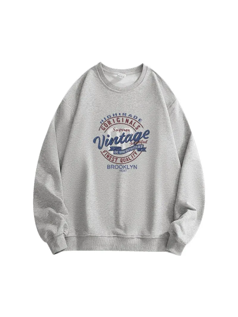 Girlary Grey Womens Clothing Vintage Street Sweatshirt Hooded Harajuku Y2K Letter Pullover Long Sleeves Warm Oversize Baggy Ladies Tops