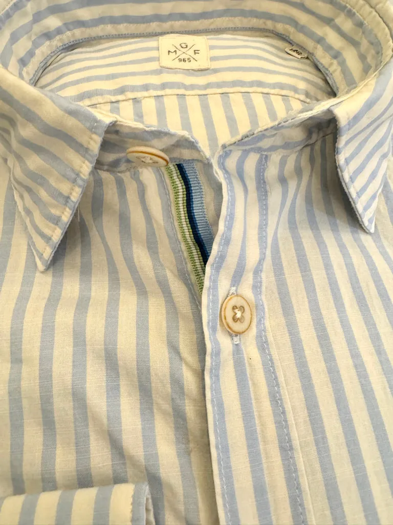 GMF 965 Washed Cotton Stripe Shirt Lt. Blue