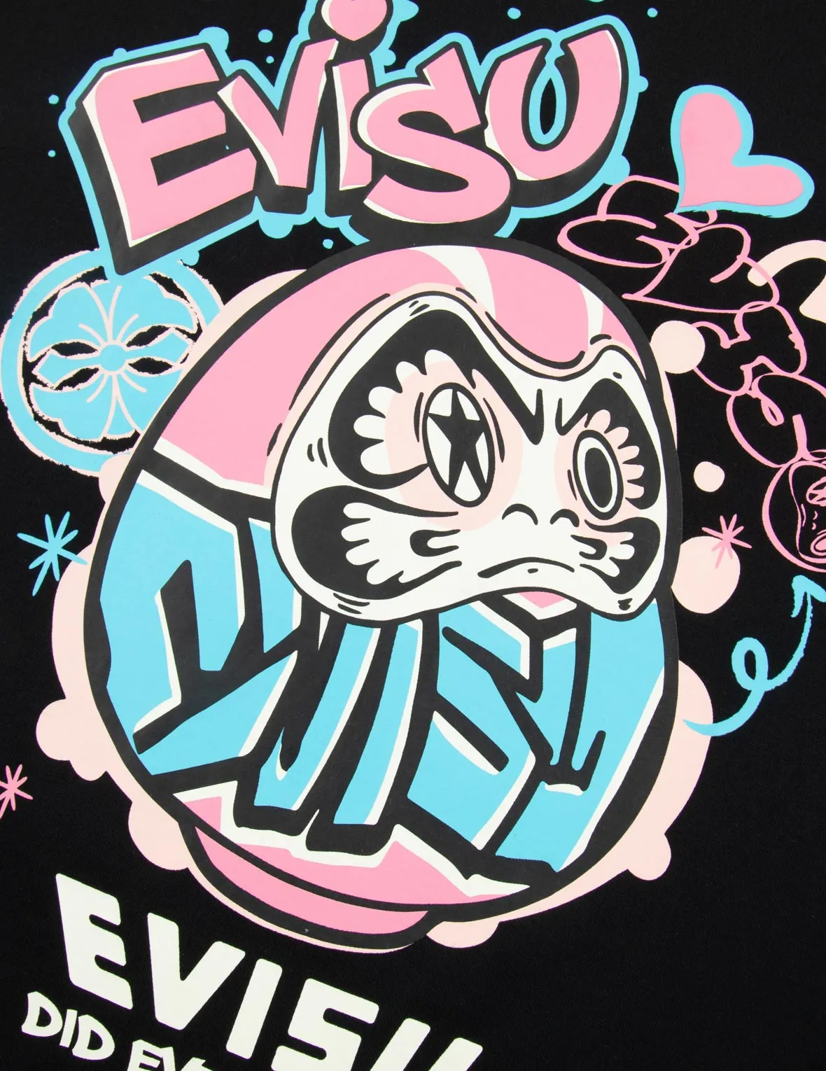 Graffiti Daruma Print Boyfriend T-shirt