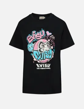 Graffiti Daruma Print Boyfriend T-shirt