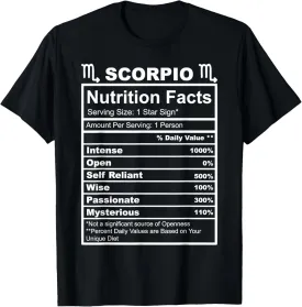 Horoscope Zodiac Sign Astrology Nutrition Facts Scorpio T-Shirt