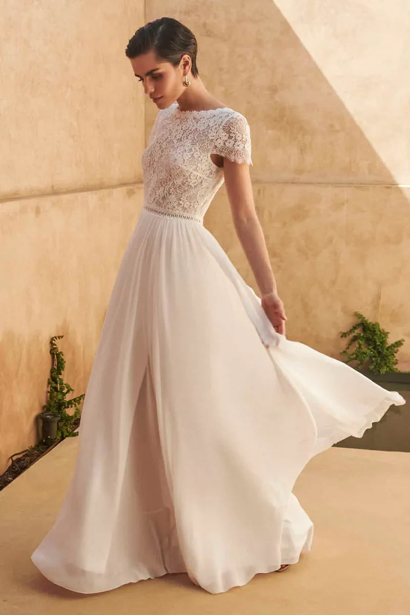 Kelsey Lace Graceful Chiffon Wedding Dress
