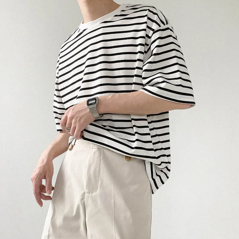 [Korean Style] 3 Colors Oversize Striped T-Shirts