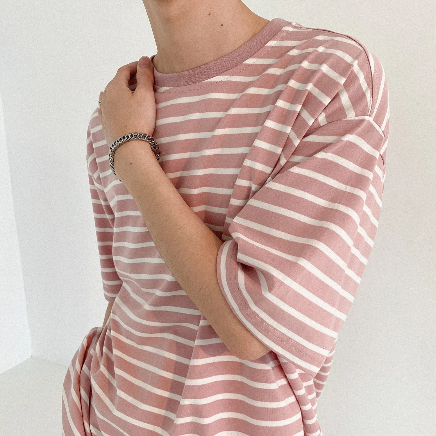 [Korean Style] 3 Colors Oversize Striped T-Shirts