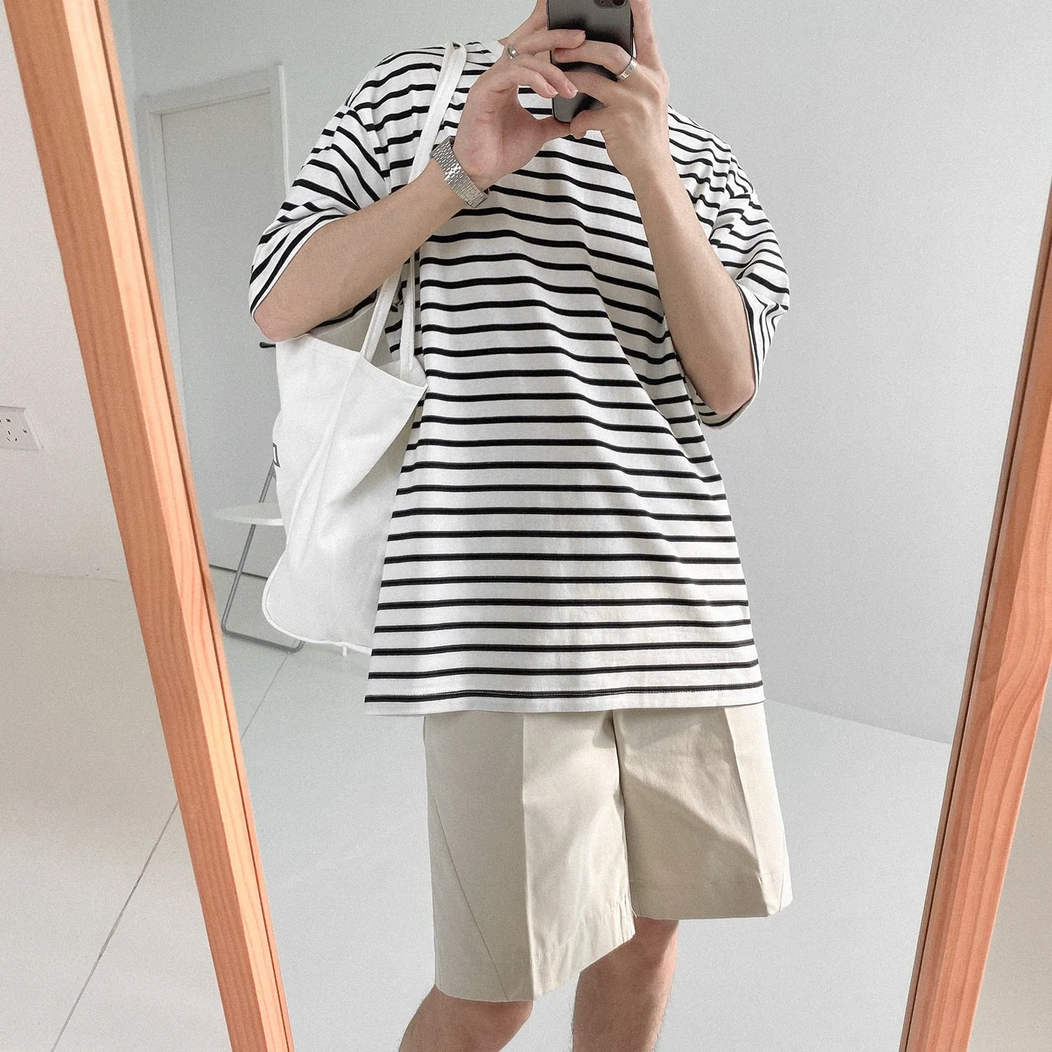 [Korean Style] 3 Colors Oversize Striped T-Shirts