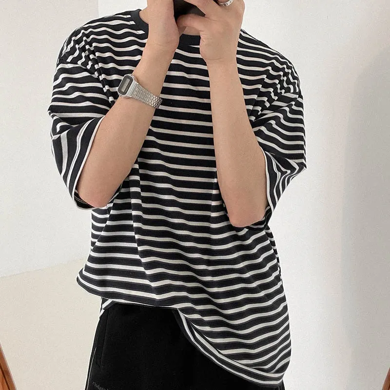 [Korean Style] 3 Colors Oversize Striped T-Shirts