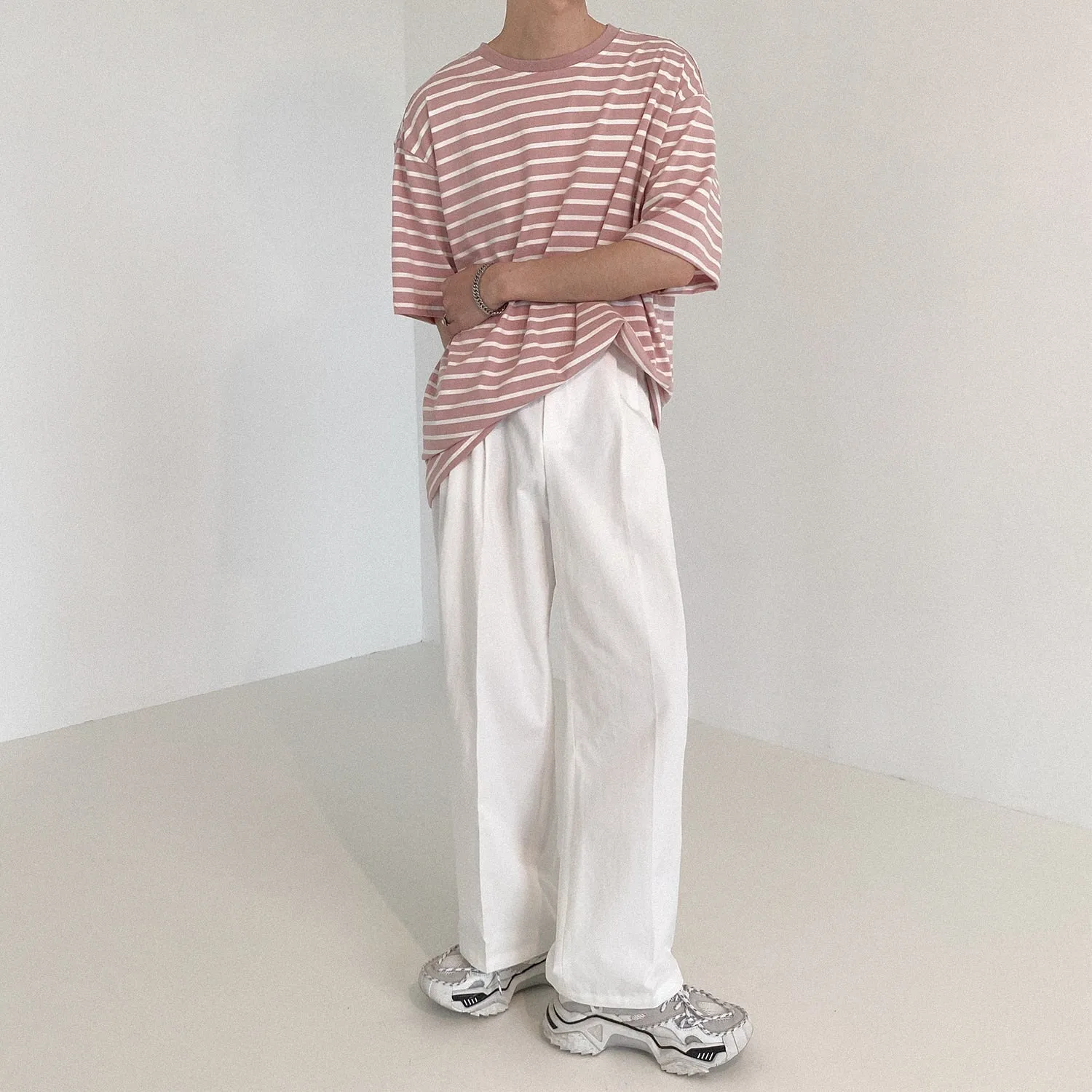 [Korean Style] 3 Colors Oversize Striped T-Shirts