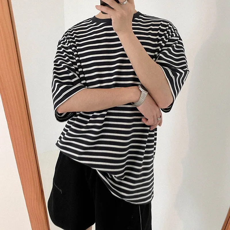[Korean Style] 3 Colors Oversize Striped T-Shirts