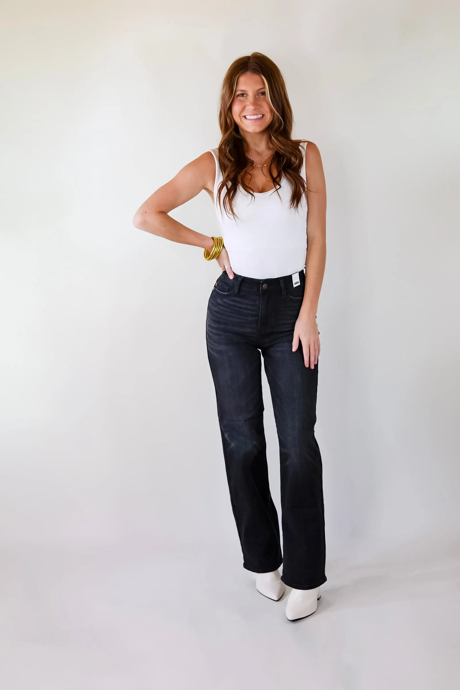 Last Chance Size 0, 14W, 16W, 20W, 22W & 24W | Judy Blue | Good N' Classic Straight Leg Jeans in Black