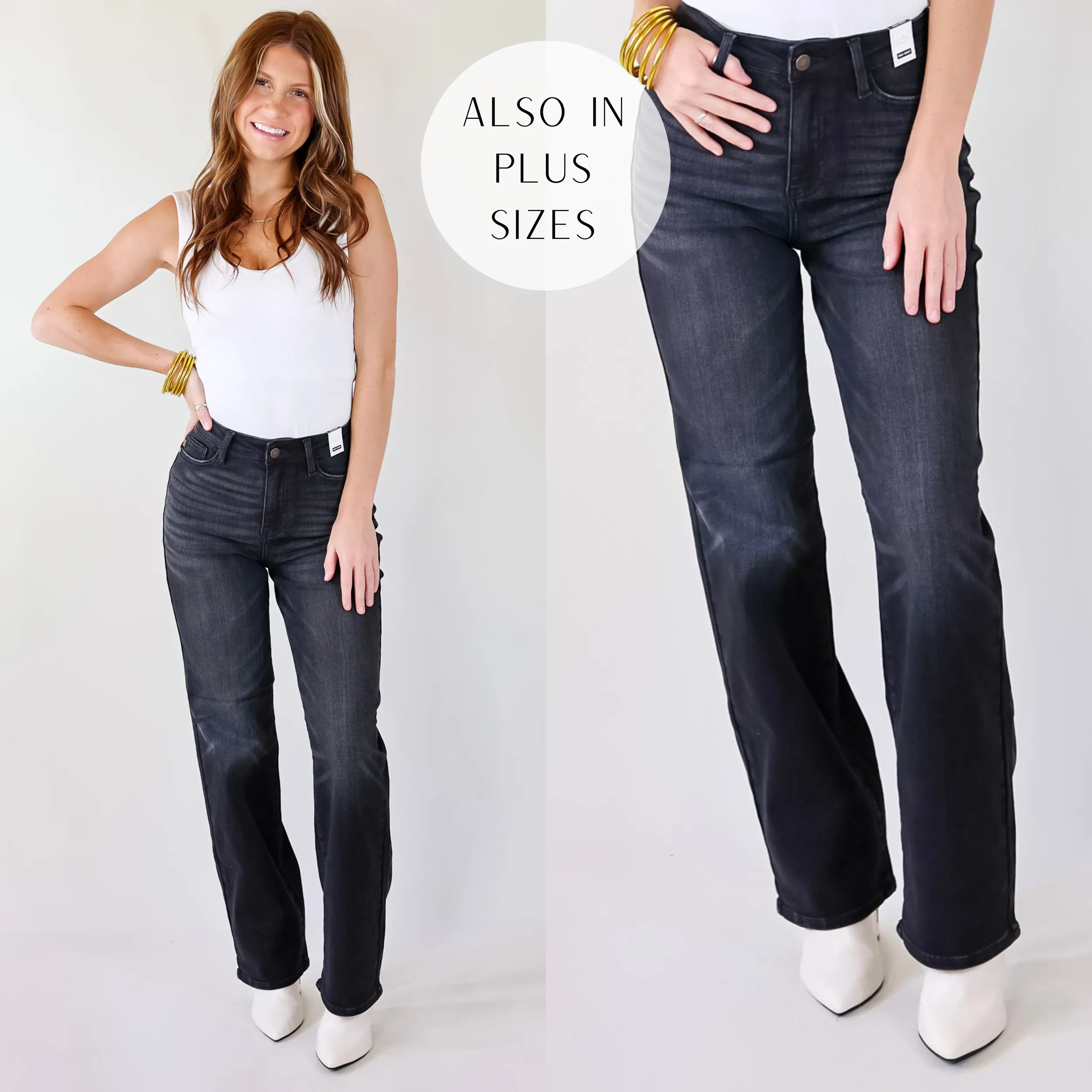 Last Chance Size 0, 14W, 16W, 20W, 22W & 24W | Judy Blue | Good N' Classic Straight Leg Jeans in Black