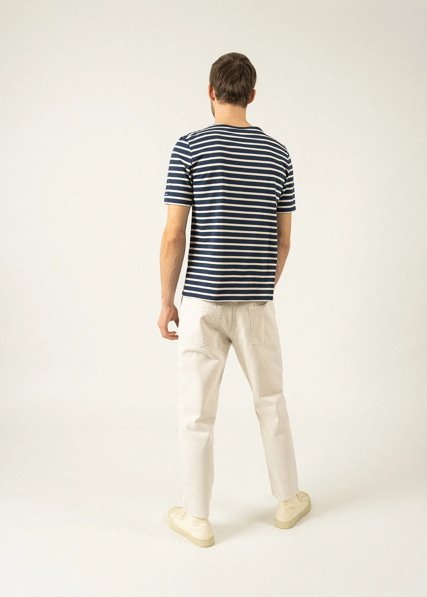 Levant short sleeve striped sailor shirt - regular fit, in light cotton (MARINE/ECRU)