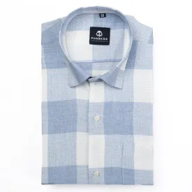 Light Blue Color Checks Pure Cotton Shirt For Men