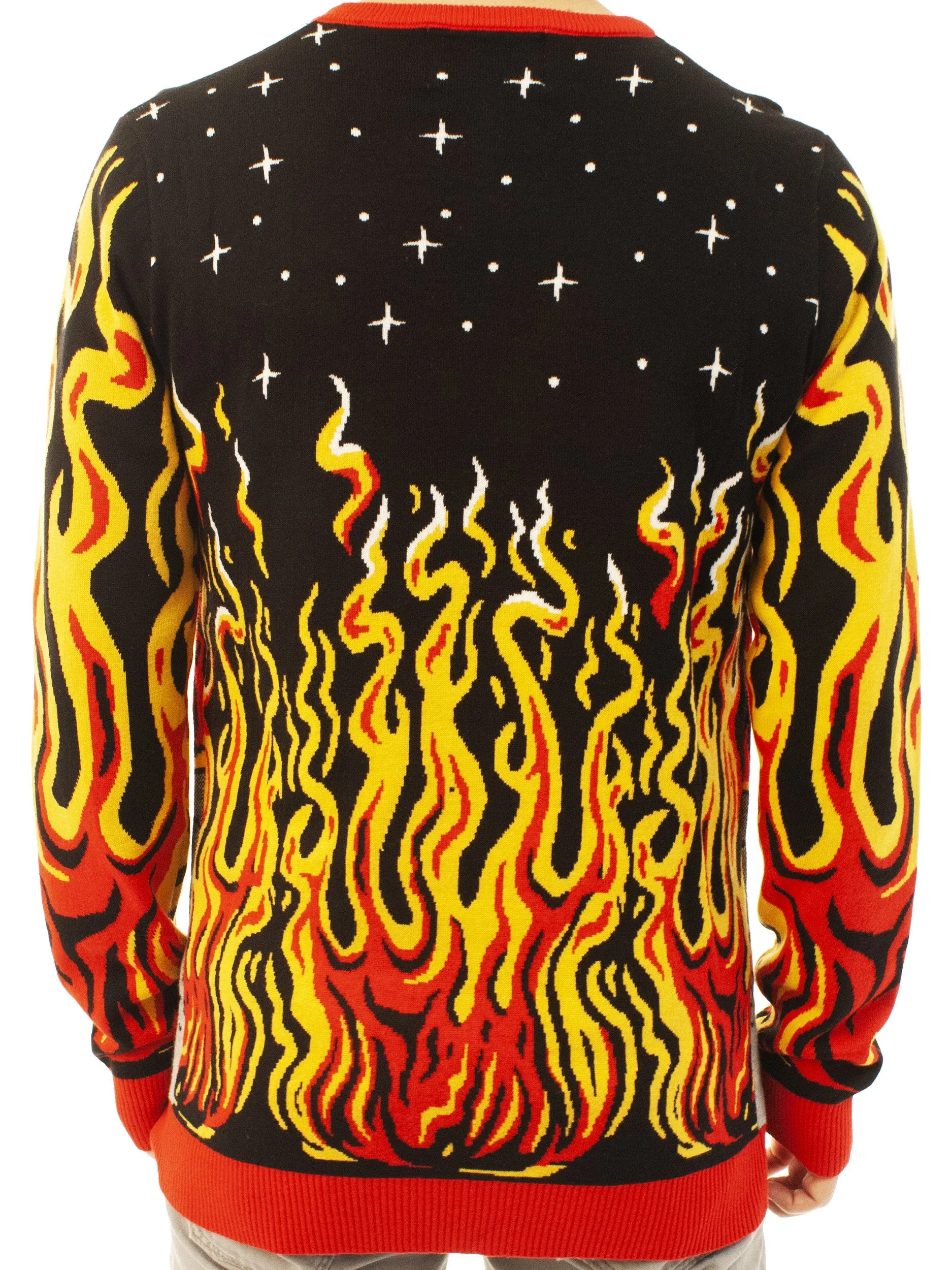 LIGHT UP- Heavy Metal Santa | Ugly Christmas Sweater For Men & Women | Unisex Sizing