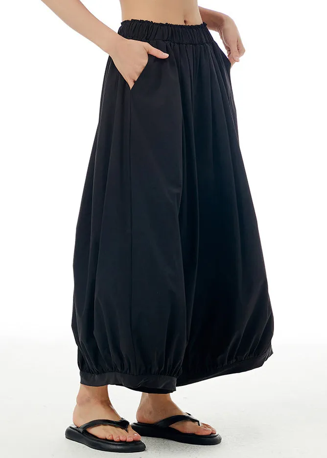 Loose Khaki Patchwork Elastic Waist Wide Leg Pants Summer LY1184