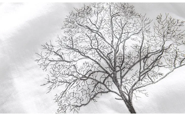 Luxury Linen Embroidered Tree T-Shirt