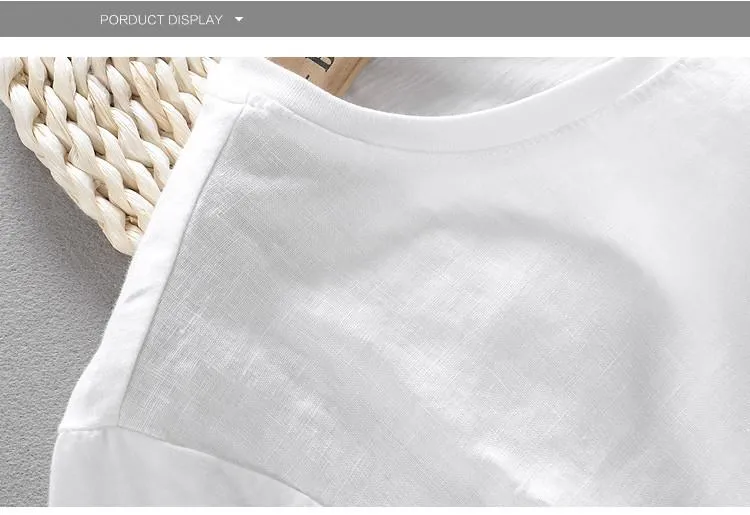 Luxury Linen Embroidered Tree T-Shirt