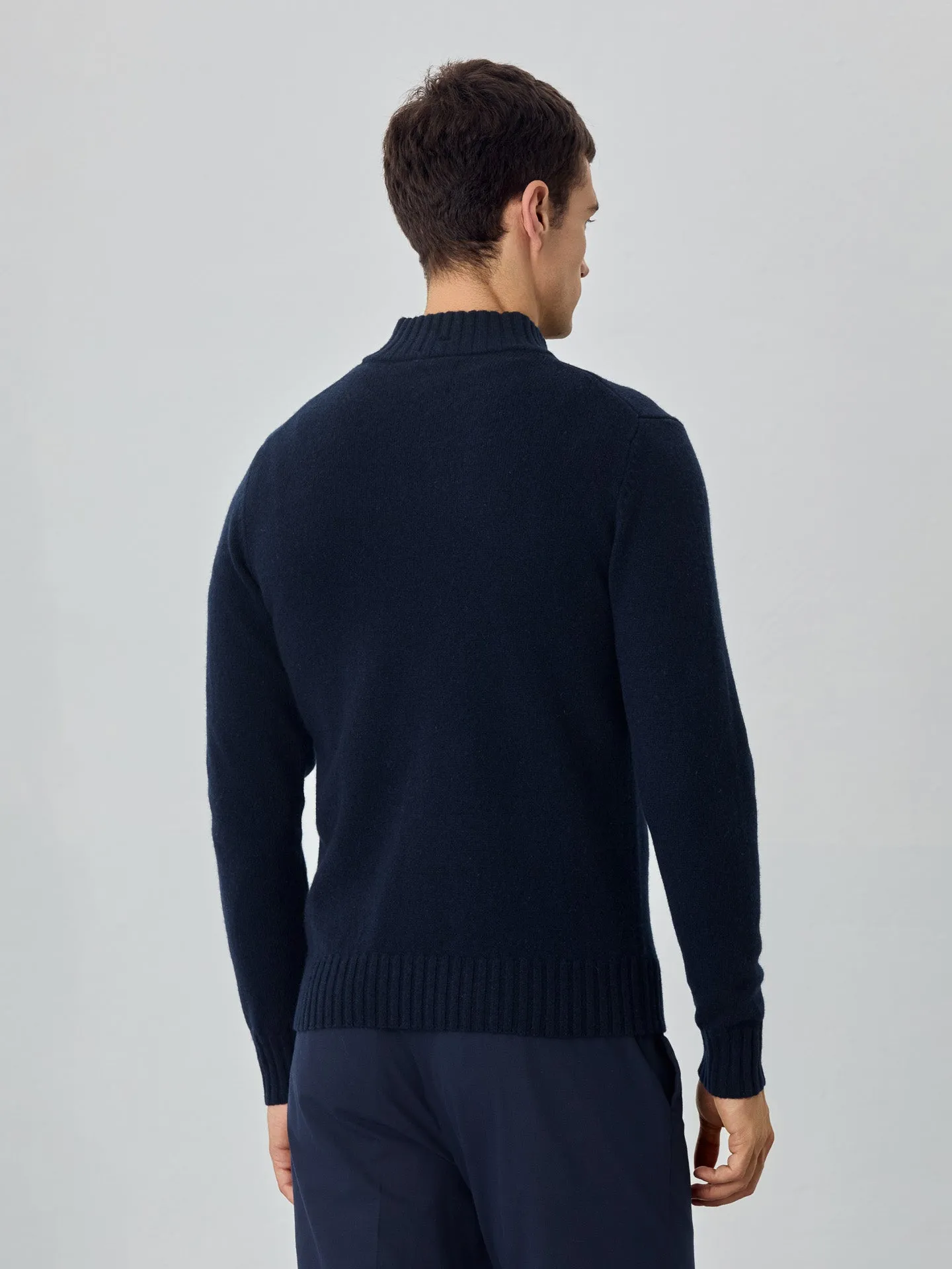 Machine Washable Half-Zip Sweater With Long Sleeves In Lambswool