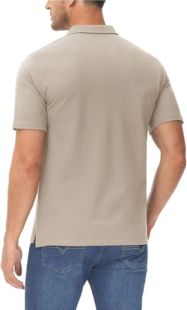 MAGCOMSEN Mens Polo Shirt Short Sleeve Golf Polo Shirt Cotton Pique Tennis Polo Shirt Lightweight Casual Shirt