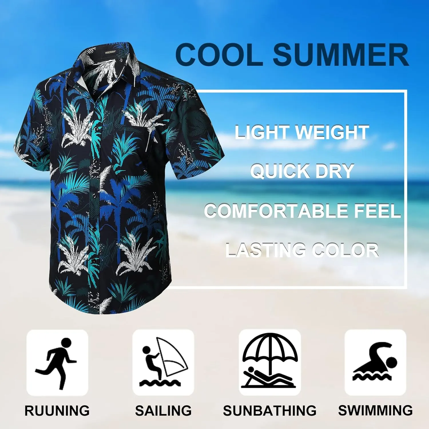 Men's Hawaiian Shirts Short Sleeve Floral Tropical Aloha Shirt Casual Summer Button Down Holiday Beach Shirt with Pocket