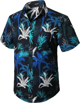 Men's Hawaiian Shirts Short Sleeve Floral Tropical Aloha Shirt Casual Summer Button Down Holiday Beach Shirt with Pocket