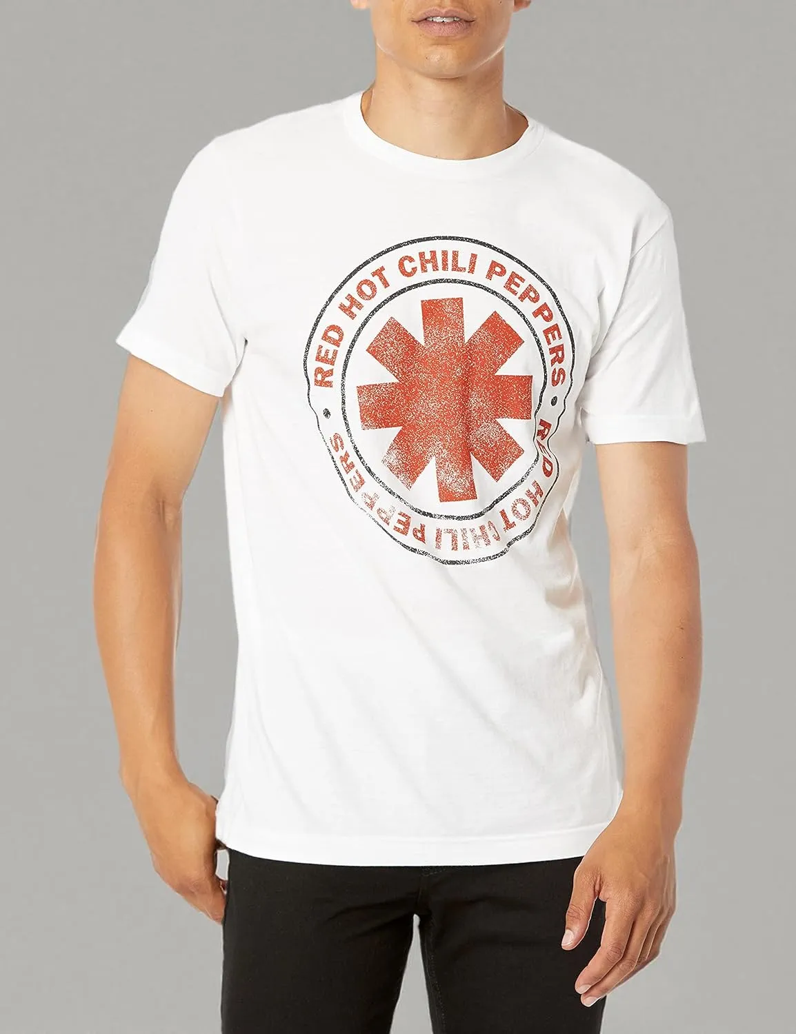Men's Official Red Hot Chili Peppers Distressed Outlined Logo T-Shirt