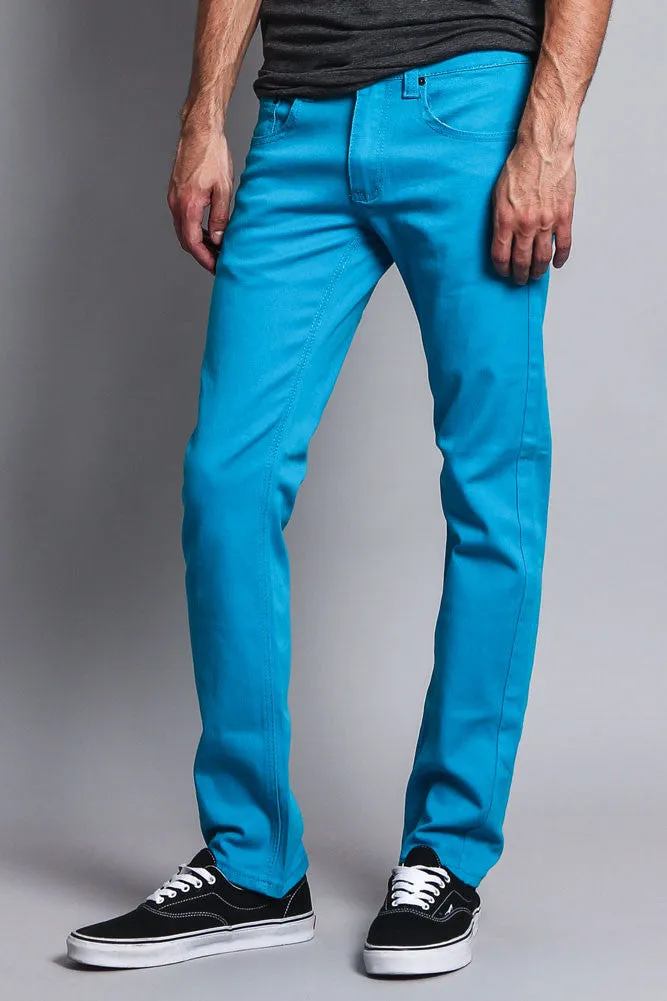 Men's Slim Fit Colored Jeans (Turquoise)