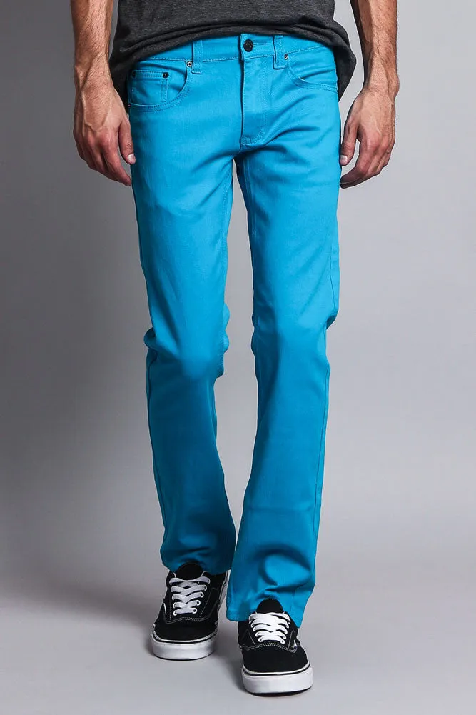 Men's Slim Fit Colored Jeans (Turquoise)