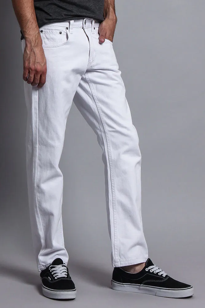Men's Slim Fit Colored Jeans (White)