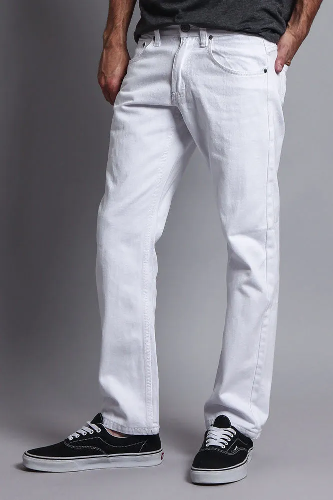 Men's Slim Fit Colored Jeans (White)