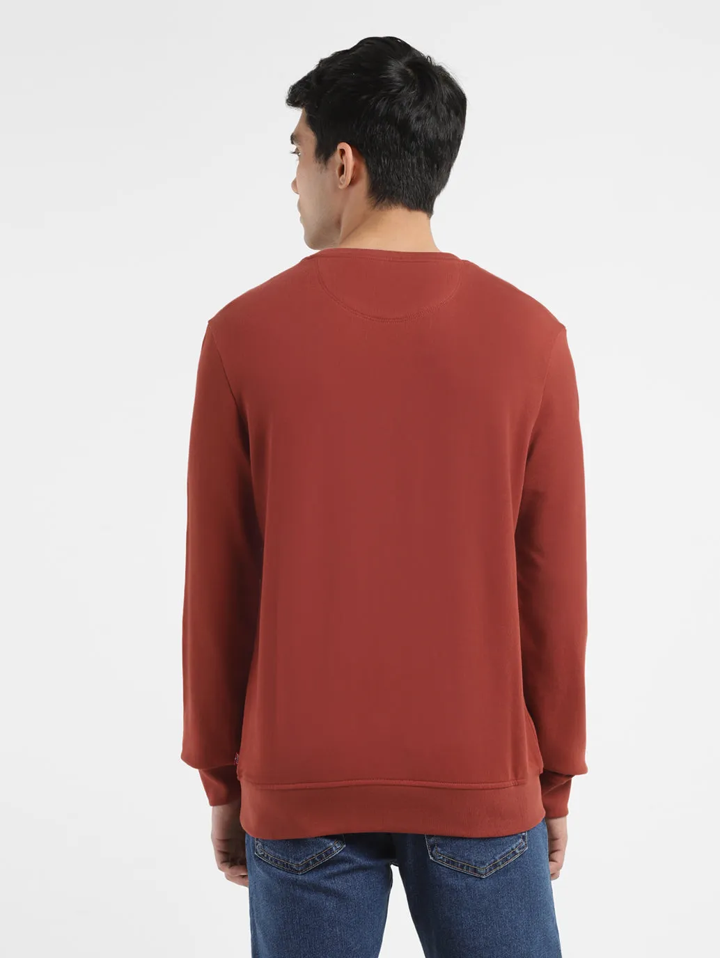 Men's Solid Brown Crew Neck Sweatshirt