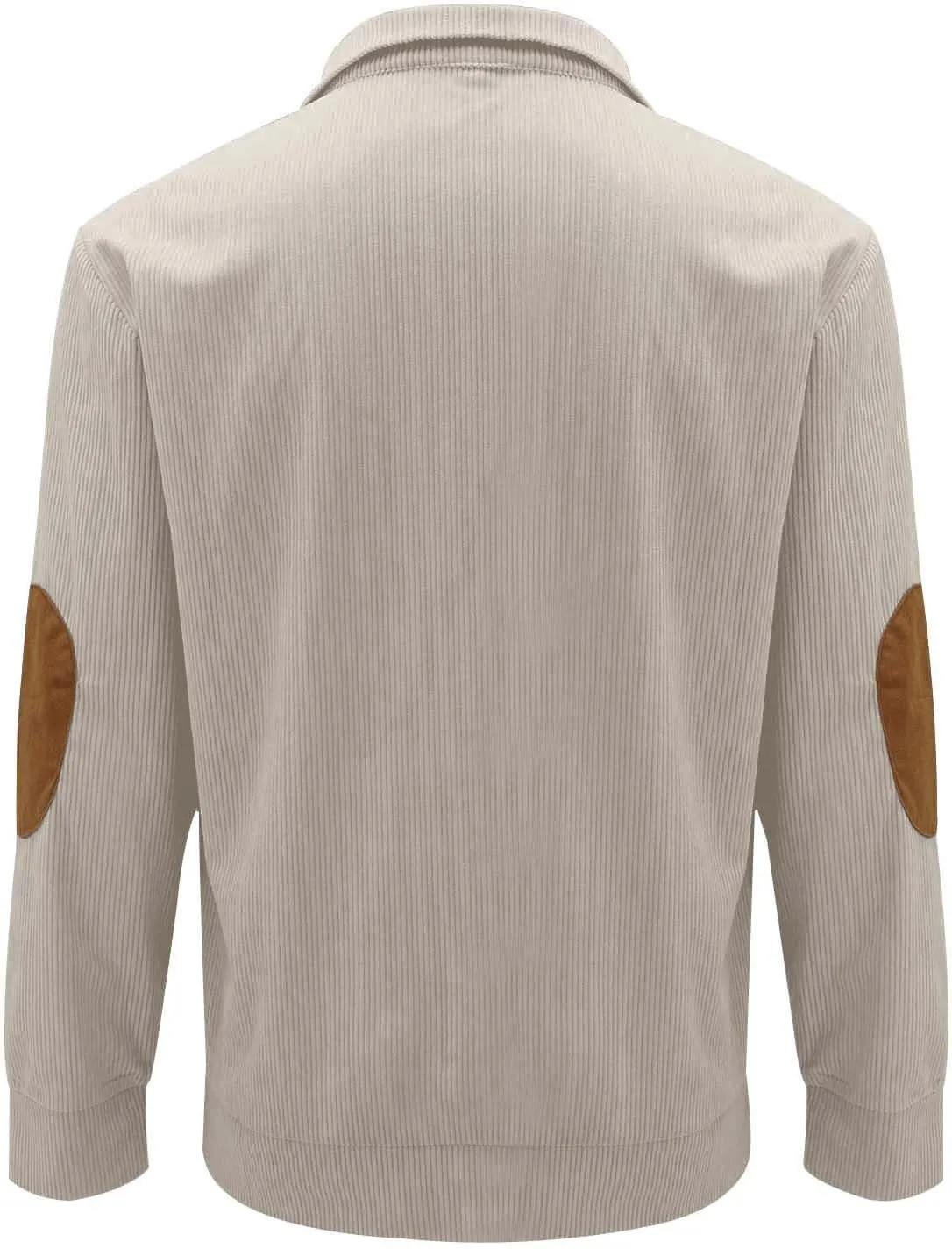 Mens Sweatshirt Corduroy Tactical Henley Shirts Long Sleeve Elbow Patch Draped Pullover Casual Stand Collar Slim Shirt
