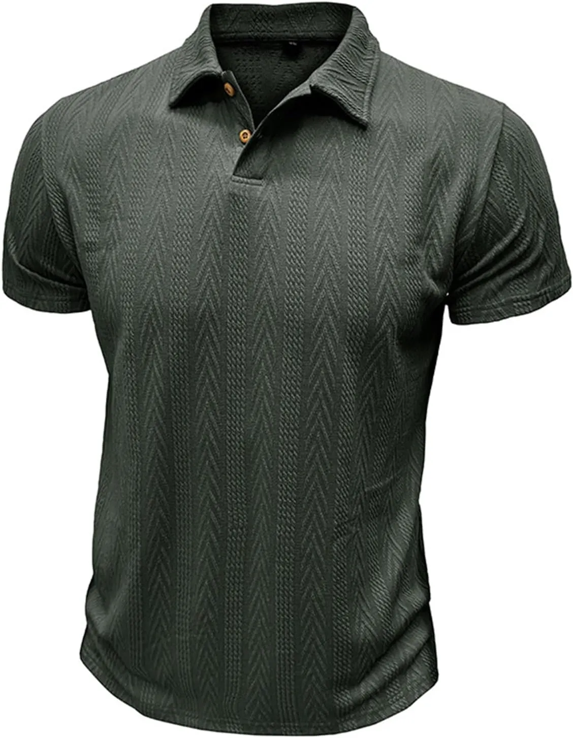 Men's Textured Knit Polo Shirt Short Sleeve Casual Golf Shirt Summer Vacation Button Beach Knit Collared Tops