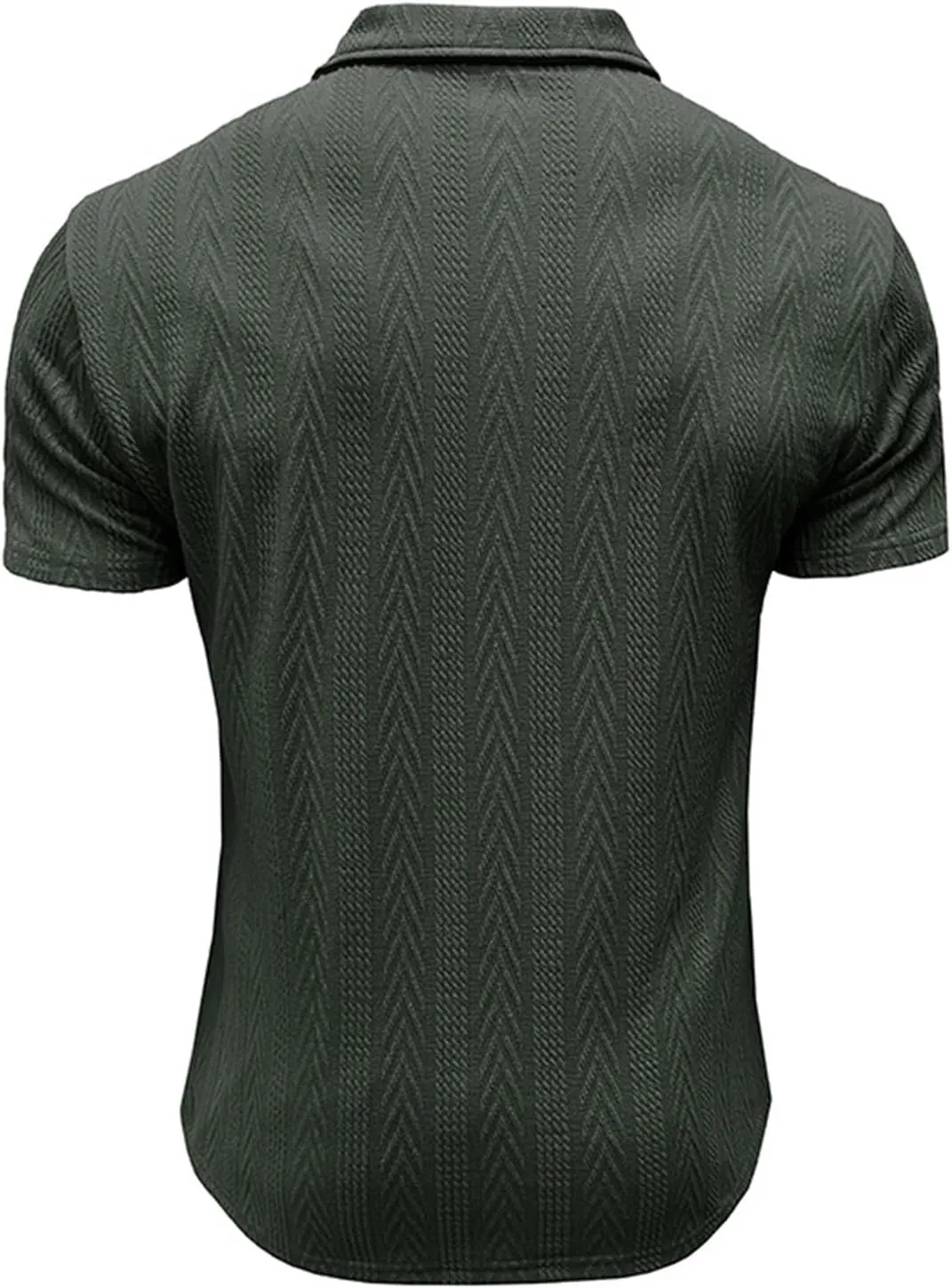 Men's Textured Knit Polo Shirt Short Sleeve Casual Golf Shirt Summer Vacation Button Beach Knit Collared Tops