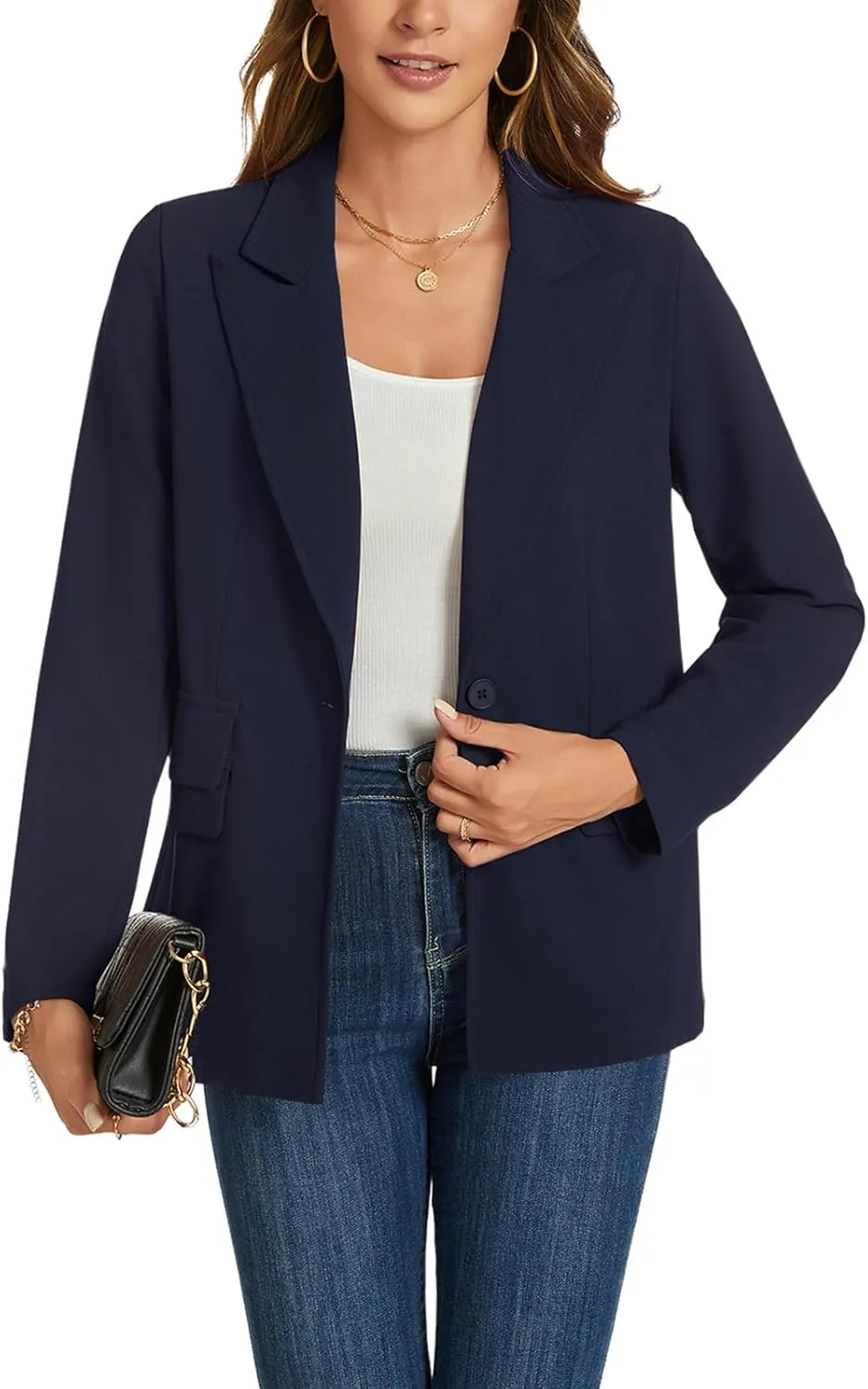 MINTLIMIT Blazers for Women Long Sleeve Notched Lapel Button Business Casual Blazer Work Office Blazers Jacket with Pockets