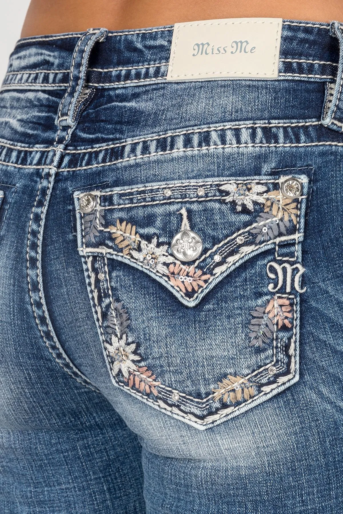 Miss Me Colored Stitch Skinny Jeans