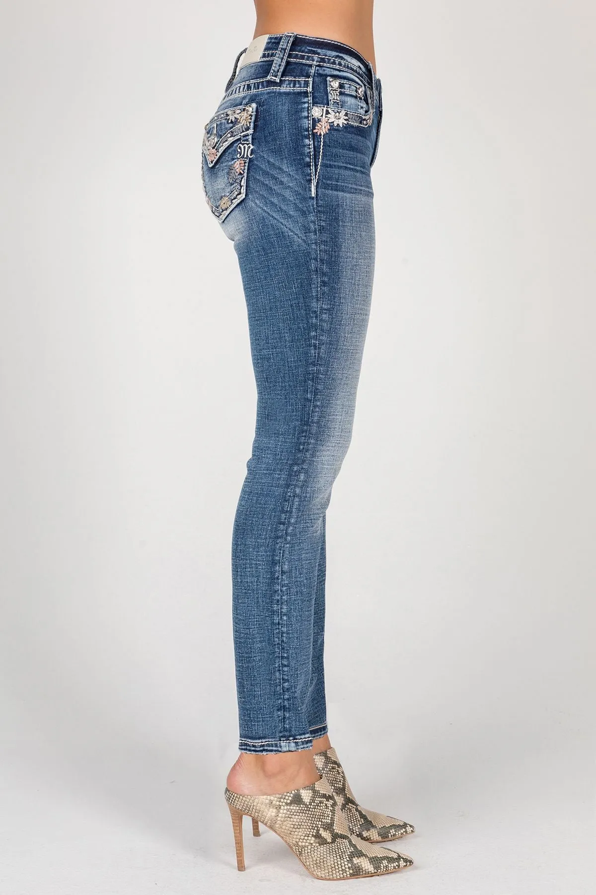 Miss Me Colored Stitch Skinny Jeans