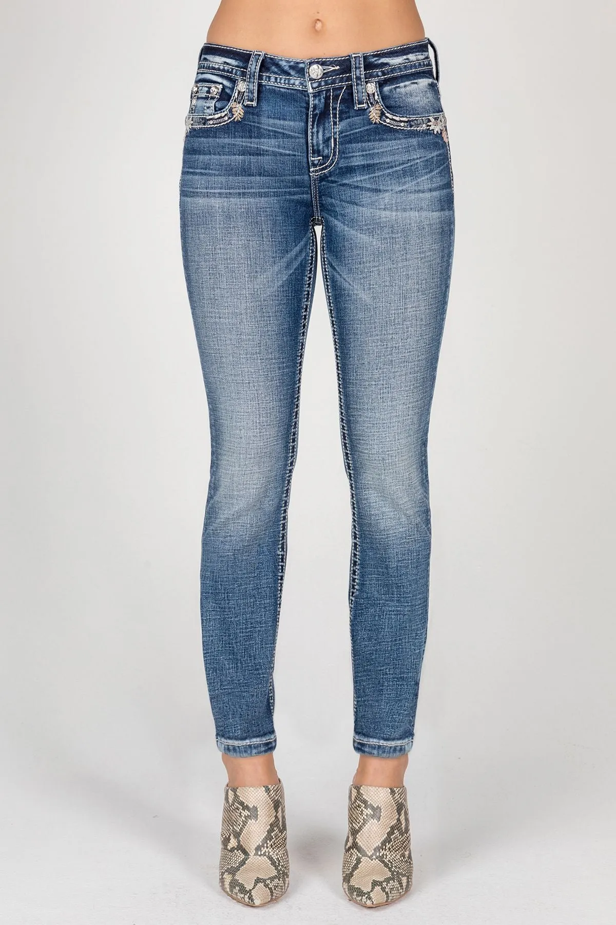 Miss Me Colored Stitch Skinny Jeans