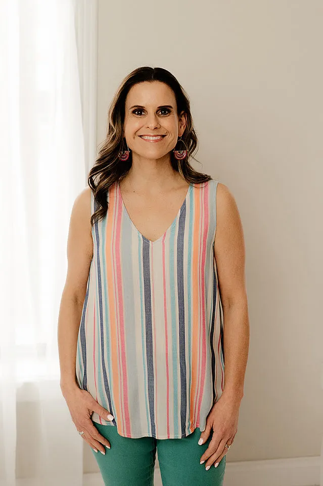 Multi Stripe Sleeveless Top