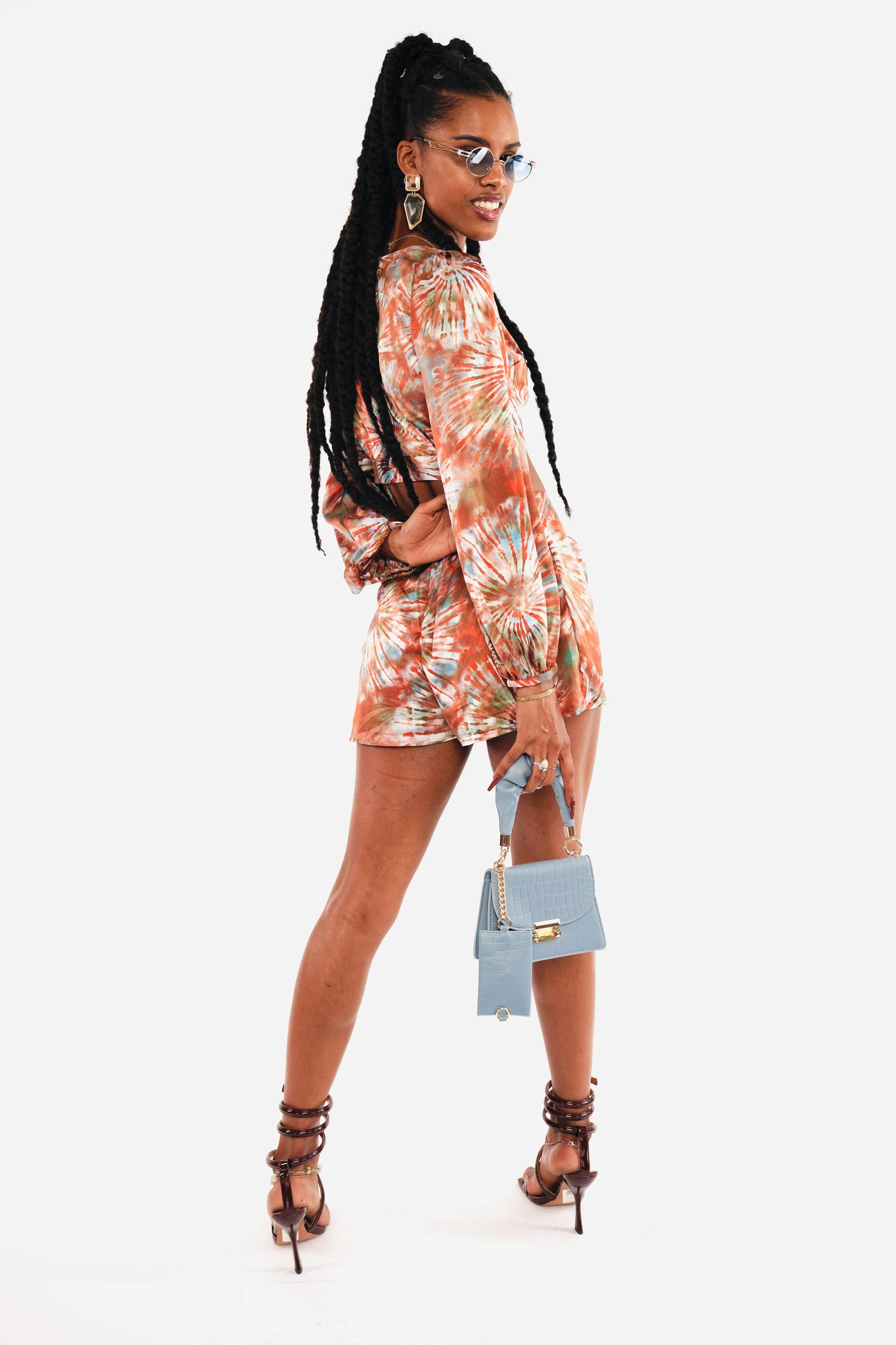 Orange Starburst Short Set