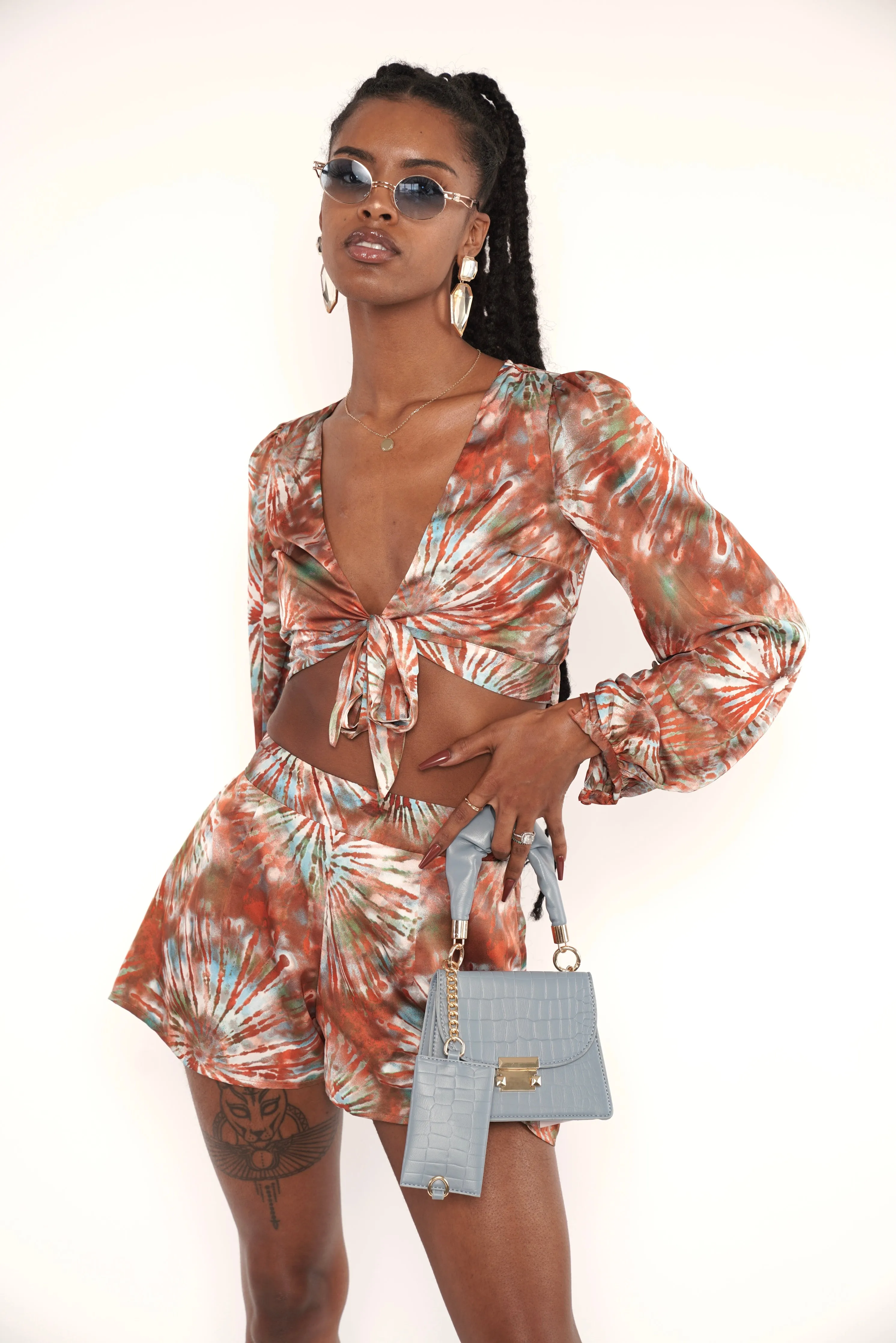 Orange Starburst Short Set