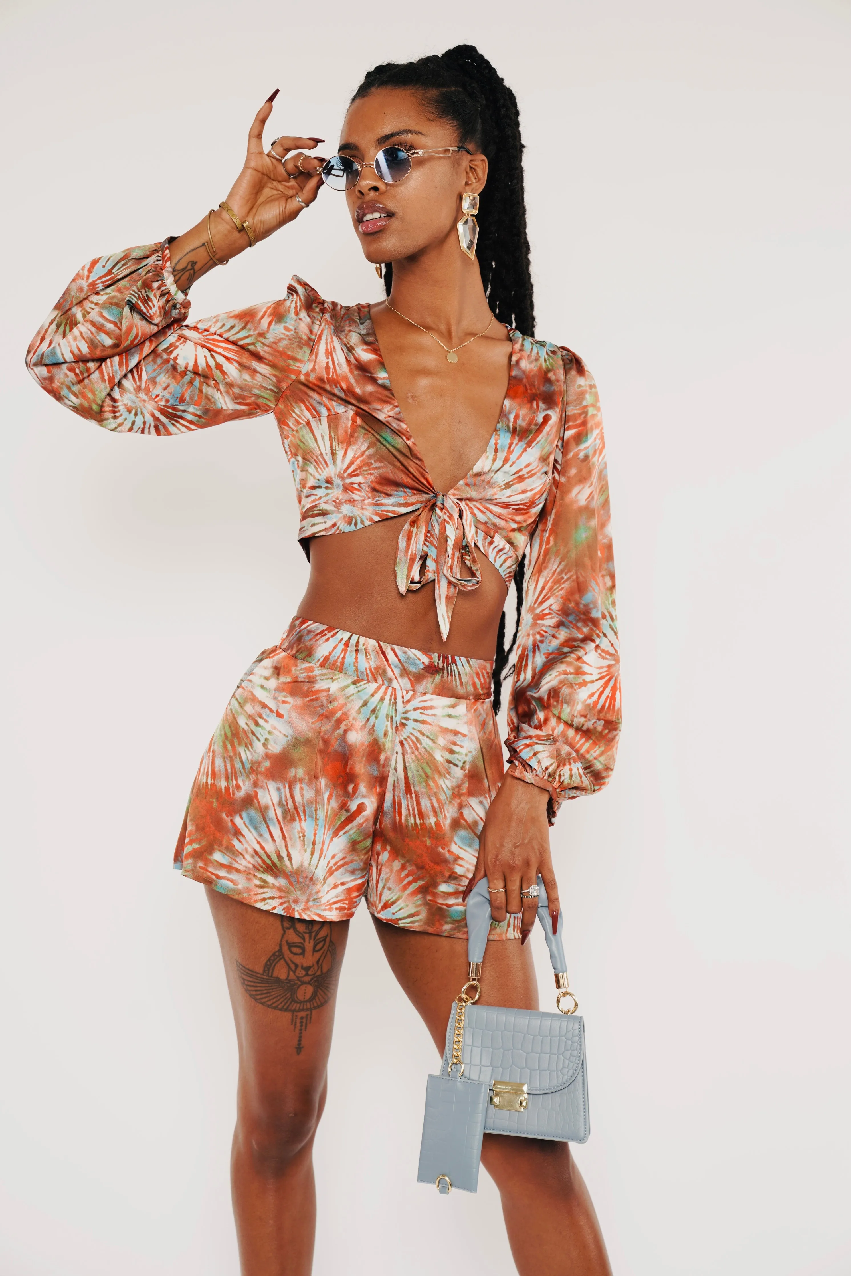 Orange Starburst Short Set