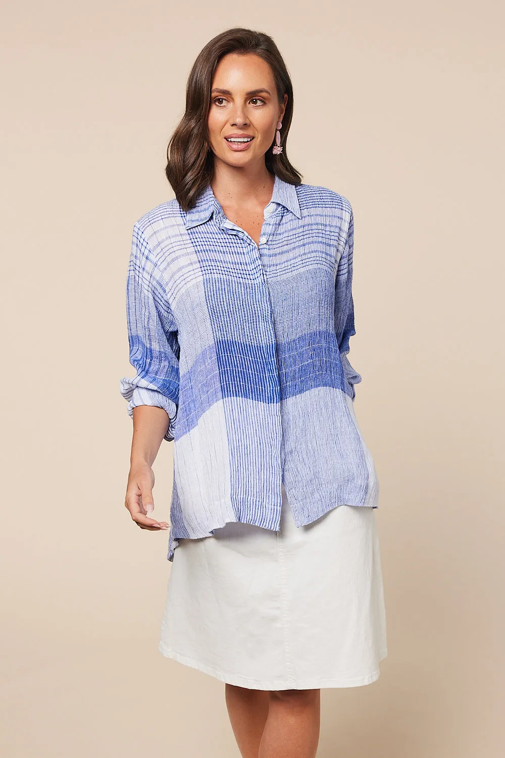 Oversized Linen Boyfriend Shirt in Saori