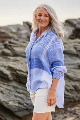 Oversized Linen Boyfriend Shirt in Saori
