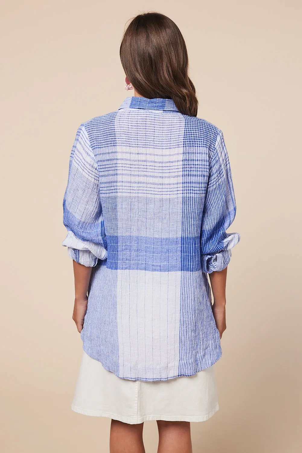 Oversized Linen Boyfriend Shirt in Saori