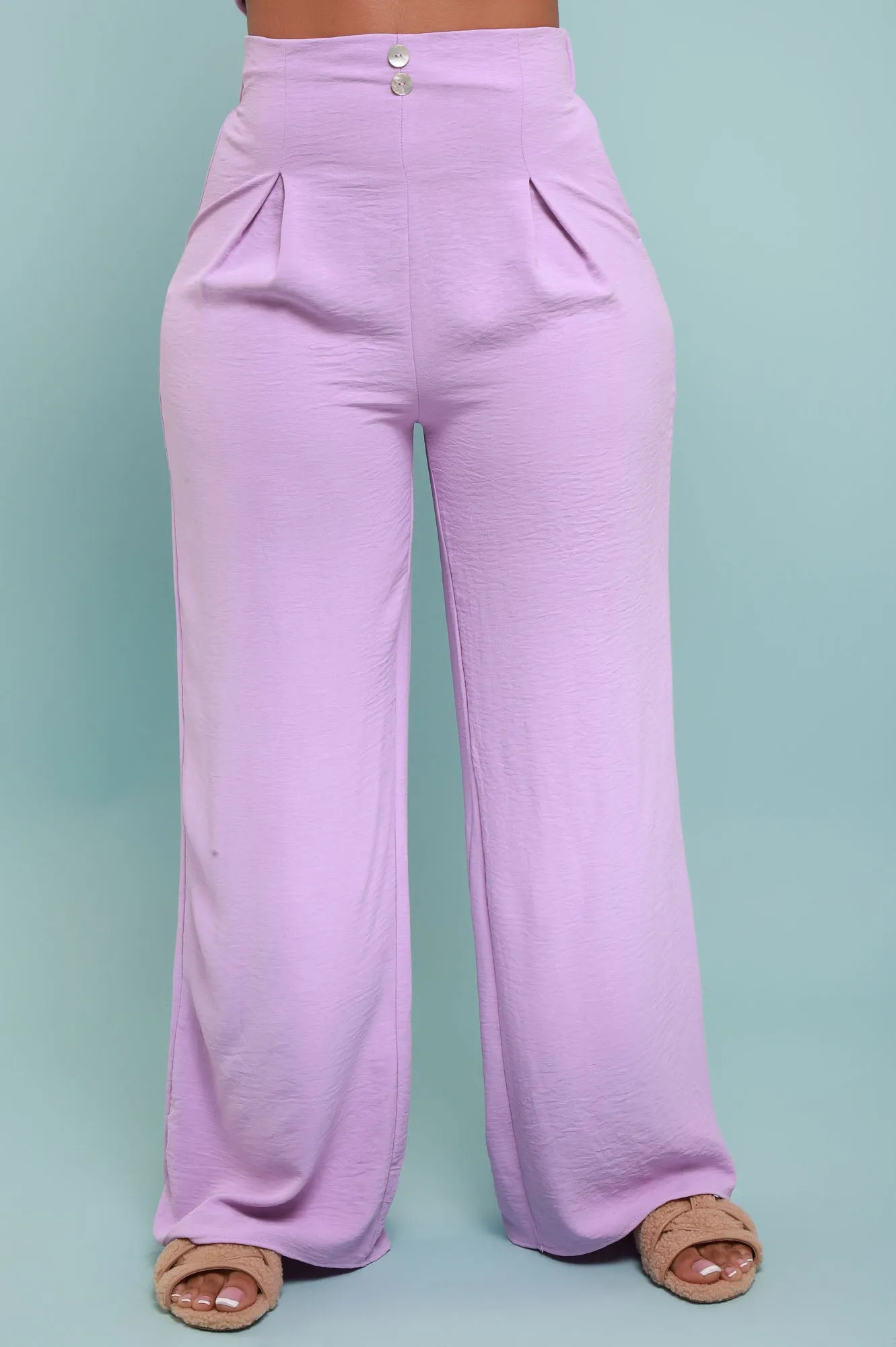 Pamper Me High Rise Wide Leg Pants - Lavender